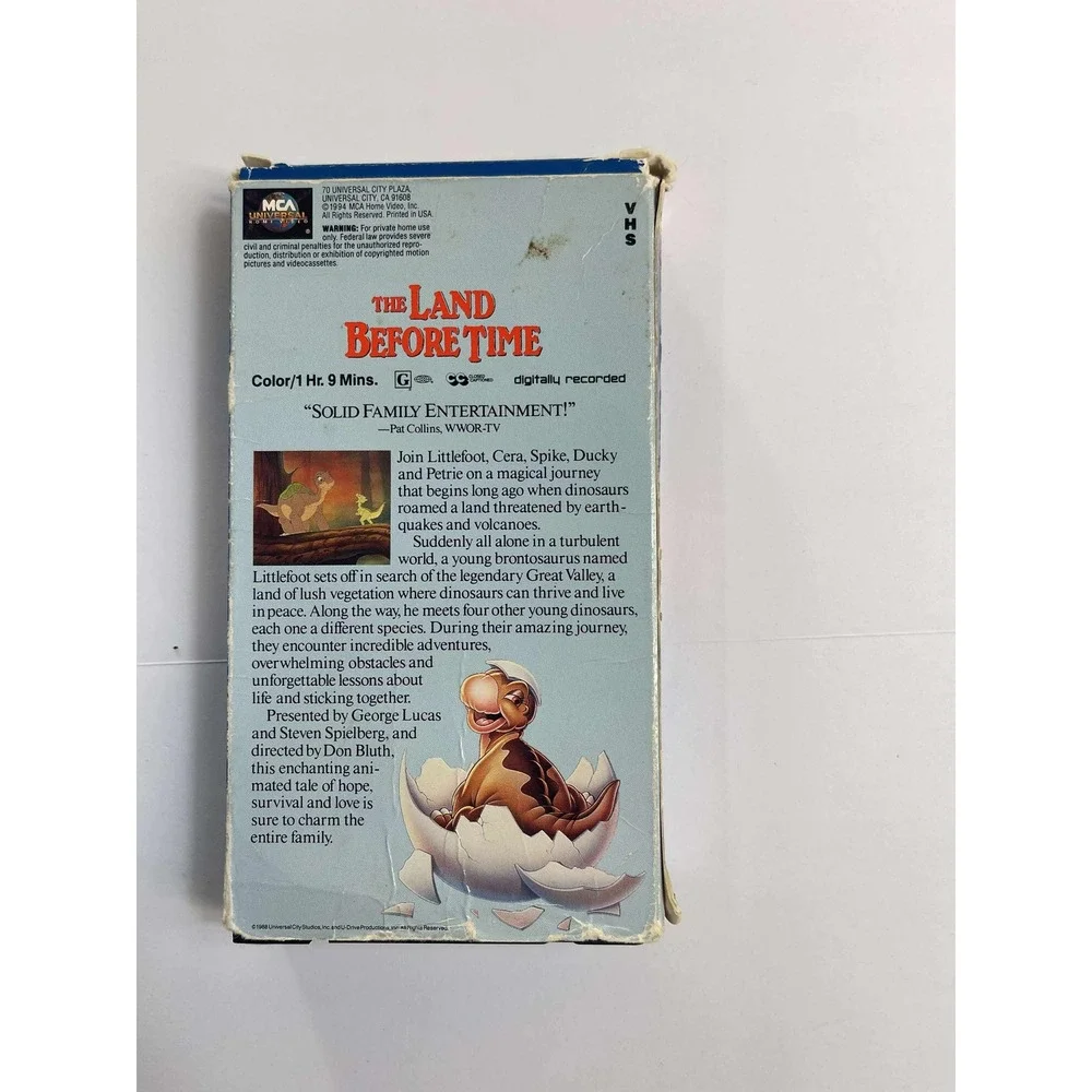 The Land Before Time VHS Tape‎ – MCA Universal – Original Clamshell – Tested